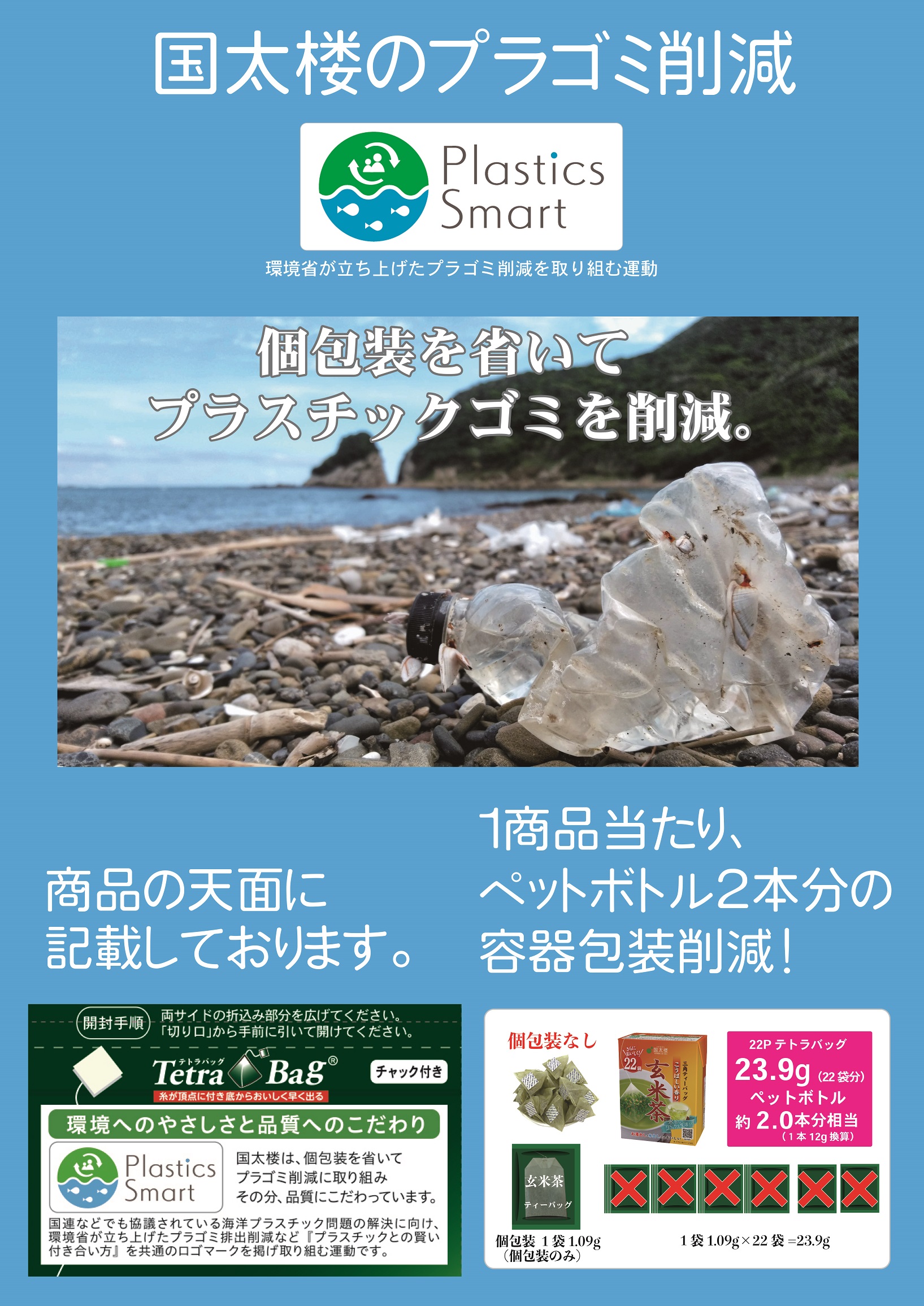 国太楼 こうばしい香り玄米茶三角ティーバッグ22P 袋 44g 24袋